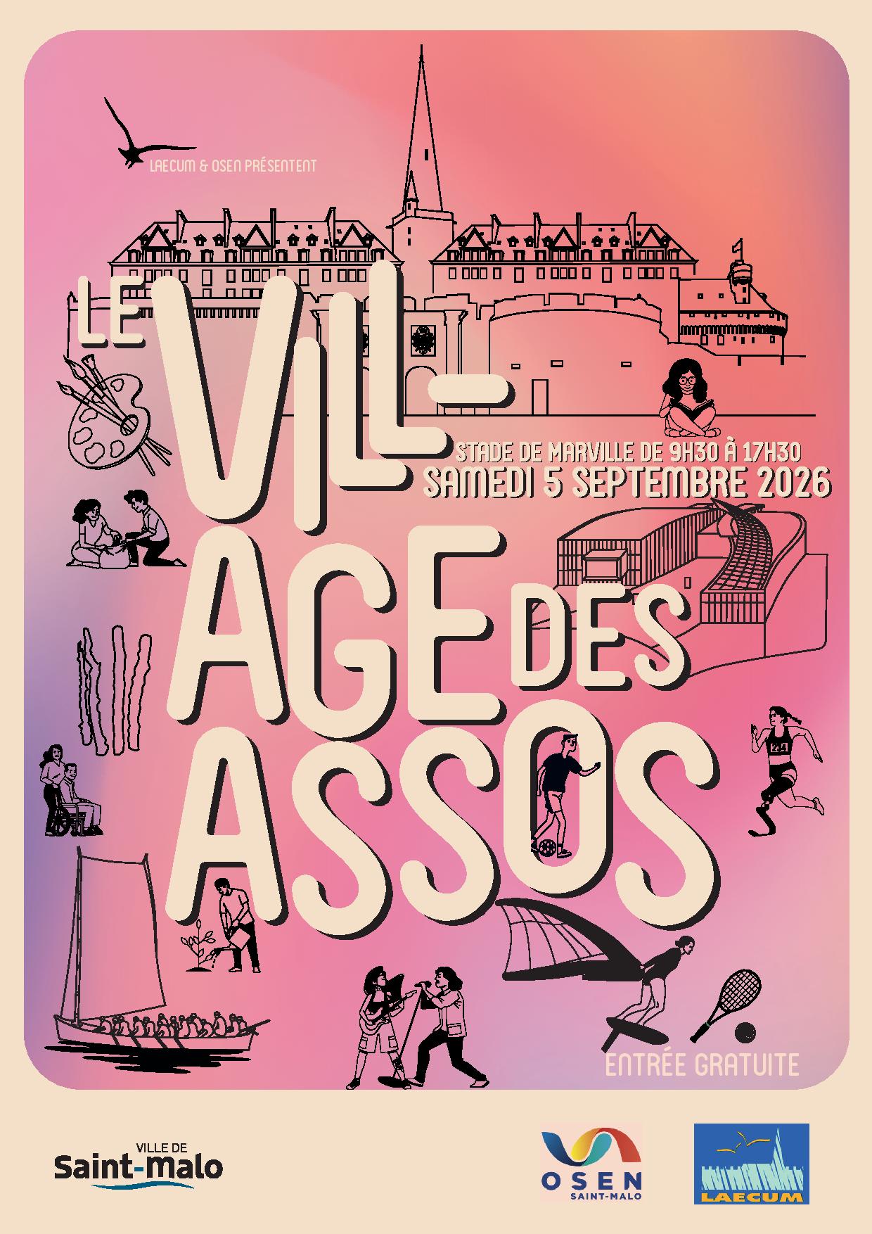 A4-villages-des-assos-2026-def-page-001 affiche du forum des associations 2024 de Saint-Malo, sports, loisirs, culture, social