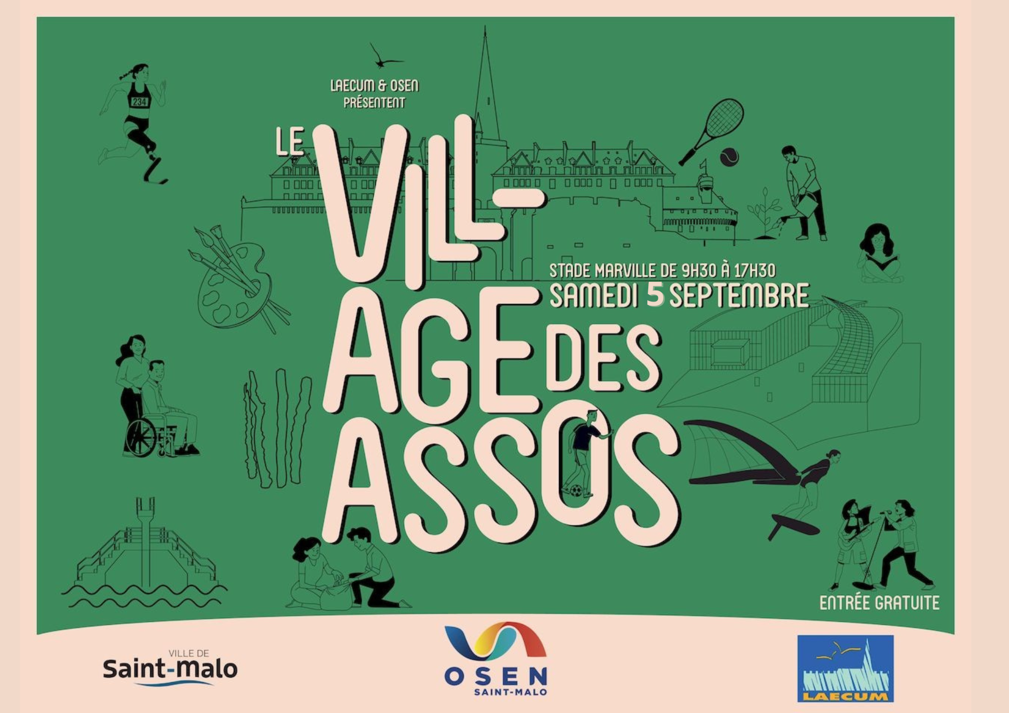 Affiche VDA 2026 provisoire affiche du forum des associations 2024 de Saint-Malo, sports, loisirs, culture, social