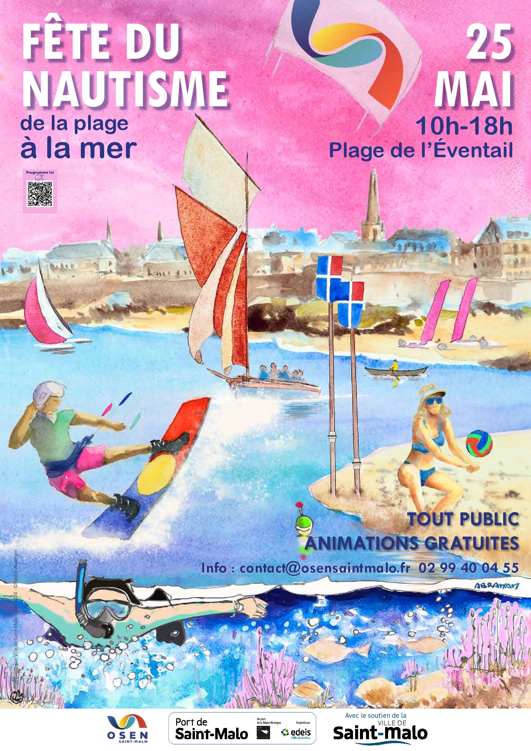 affiche Fête du Nautisme St Malo 2024 flouttée