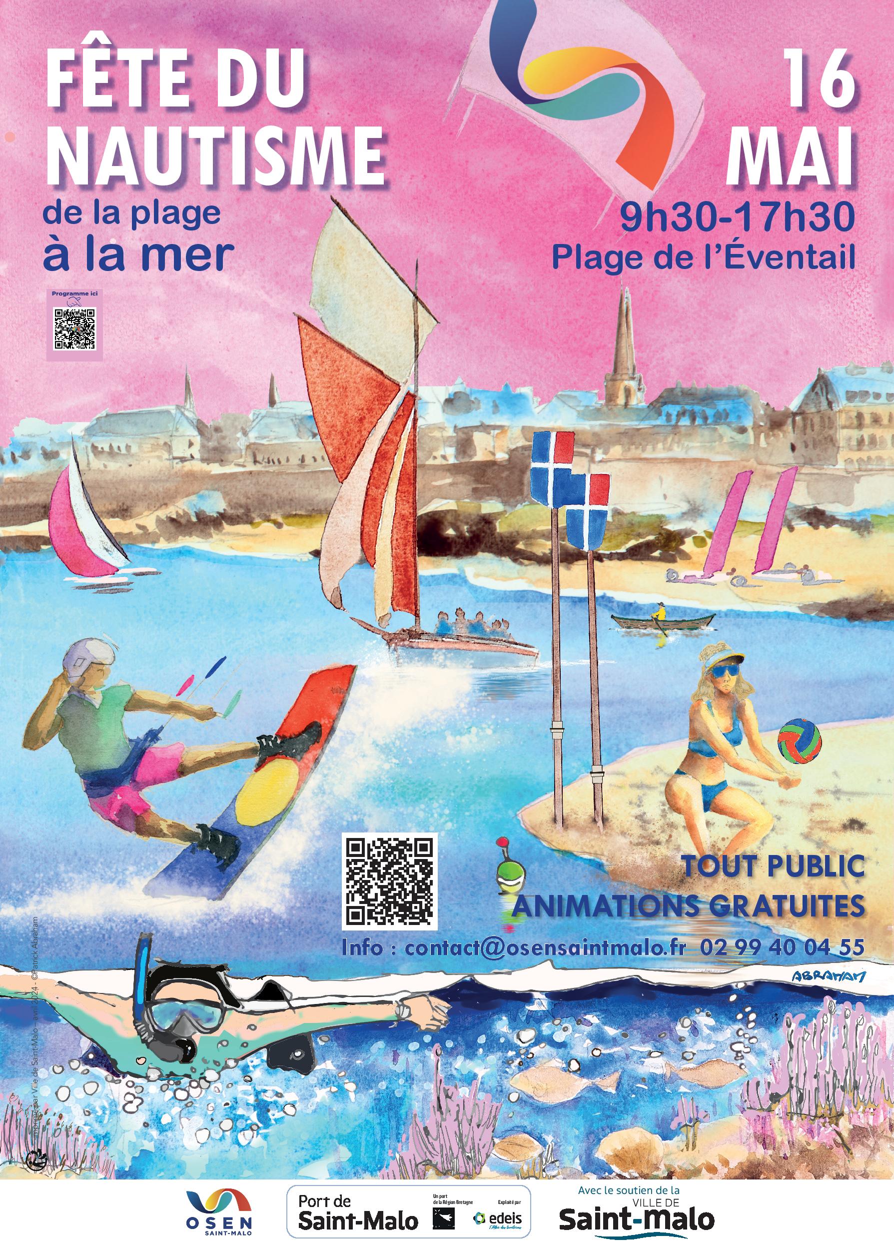 affiche Fête du Nautisme St Malo 2024 flouttée
